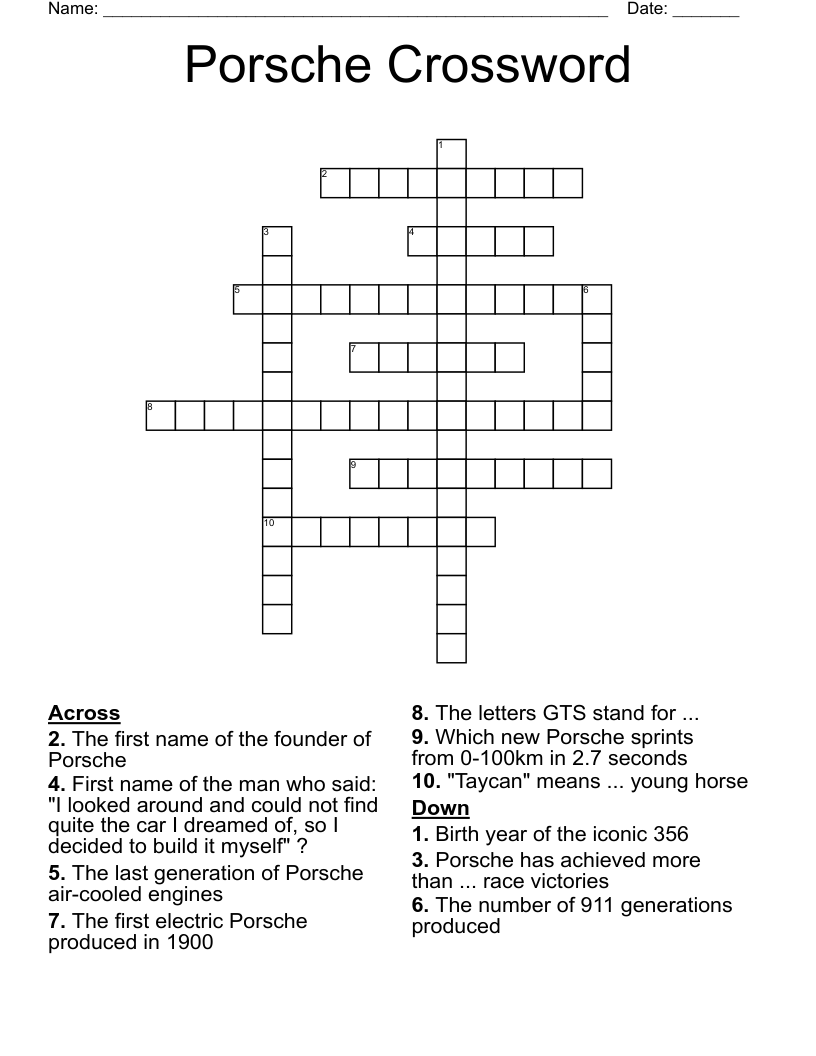 Porsche Crossword