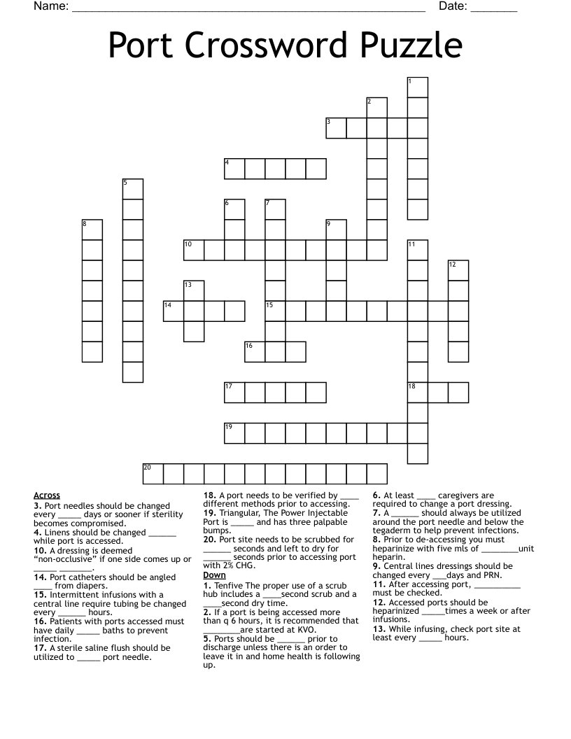 Port Crossword Puzzle