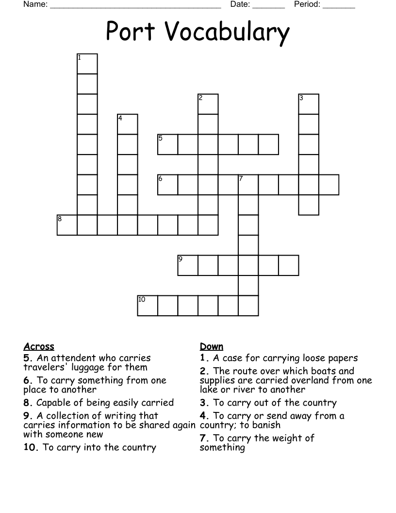 Port Vocabulary Crossword