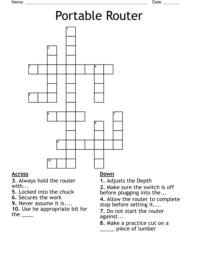 Portable Router Crossword
