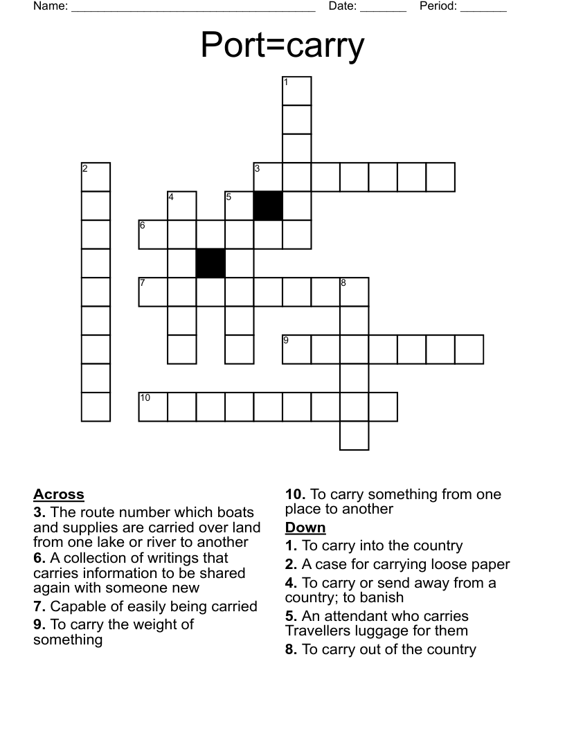 Port=carry  Crossword