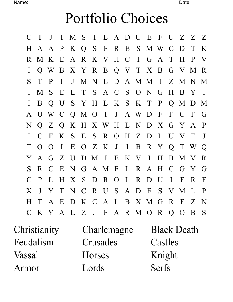 Portfolio Choices Word Search