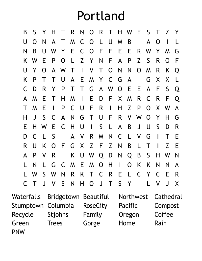 Portland Word Search