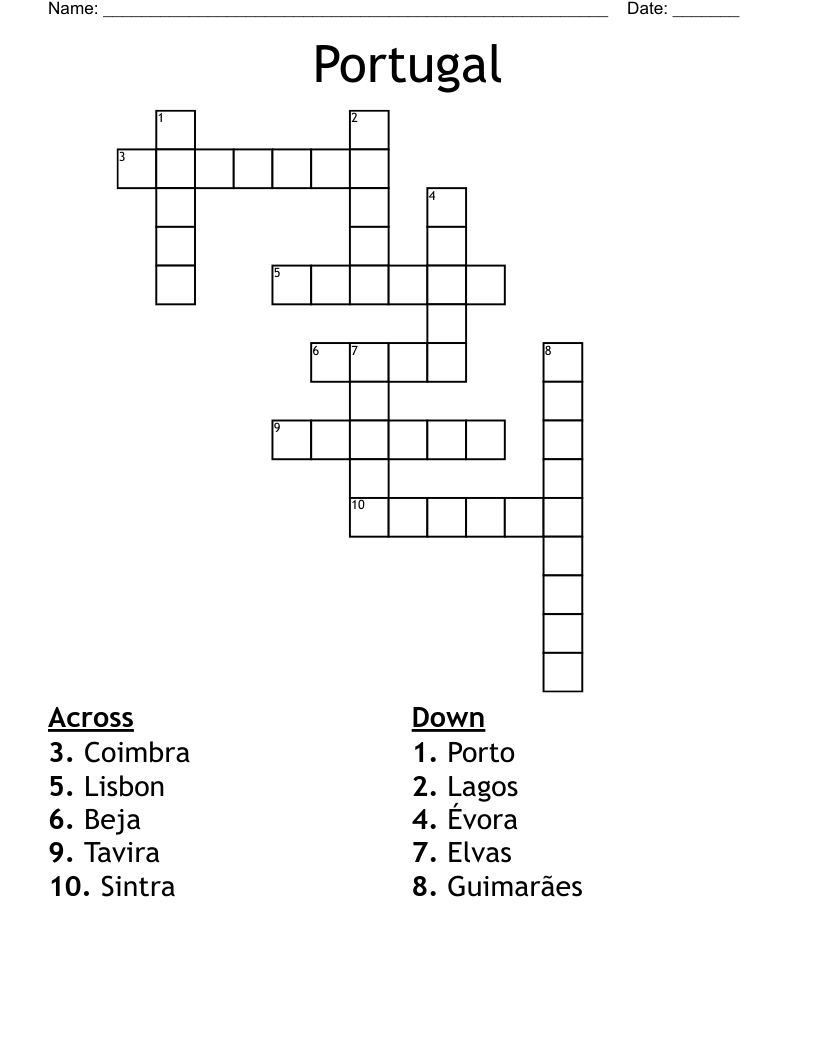 Portugal Crossword