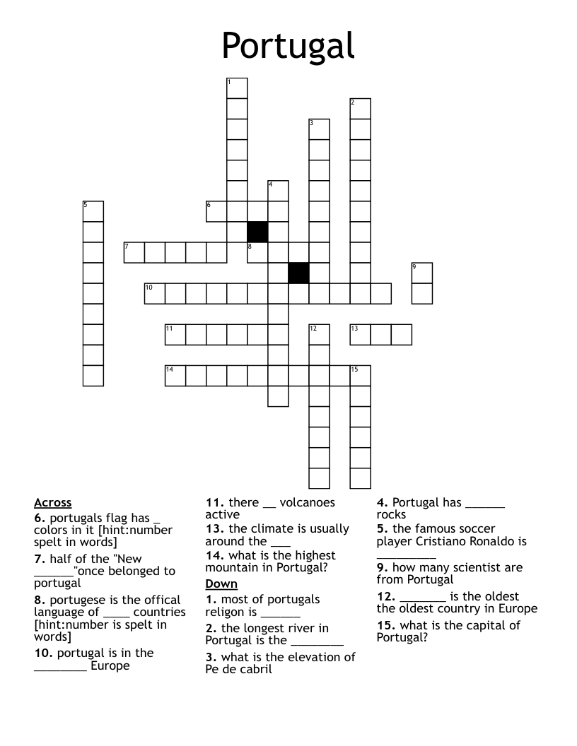 Portugal Crossword