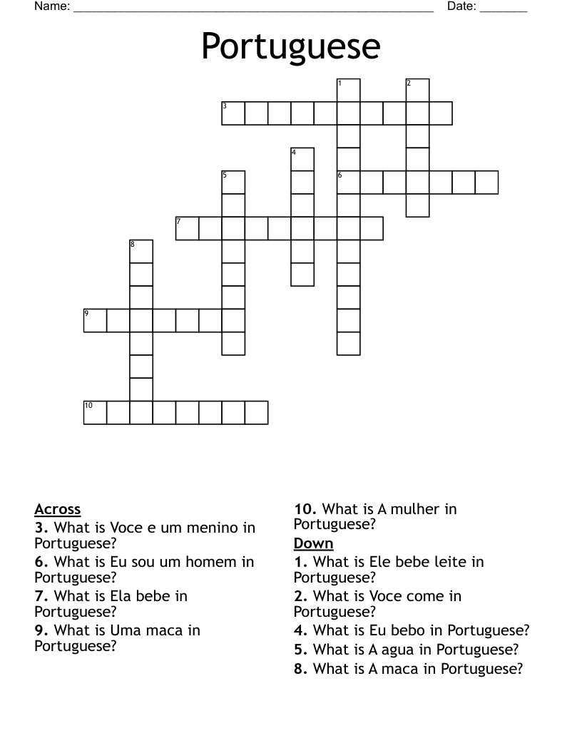 Portuguese Crossword