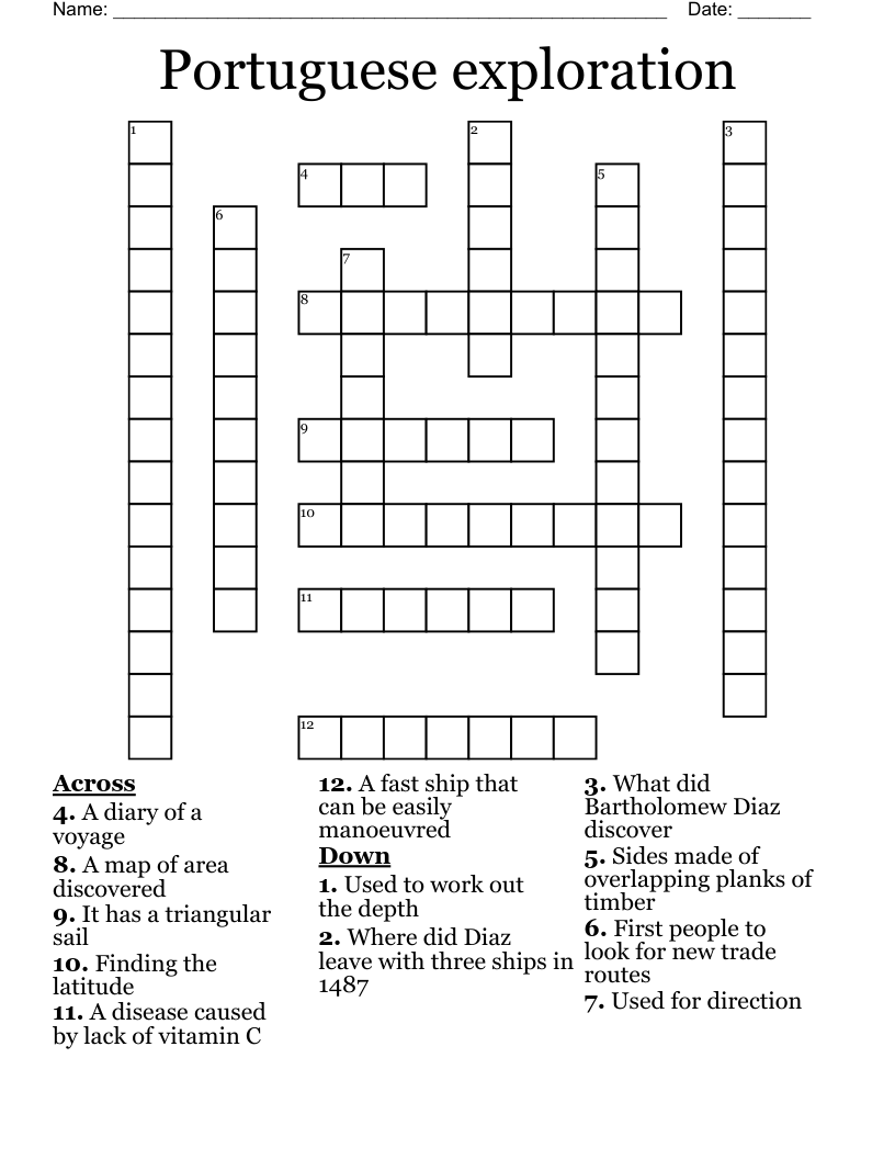 Portuguese exploration Crossword