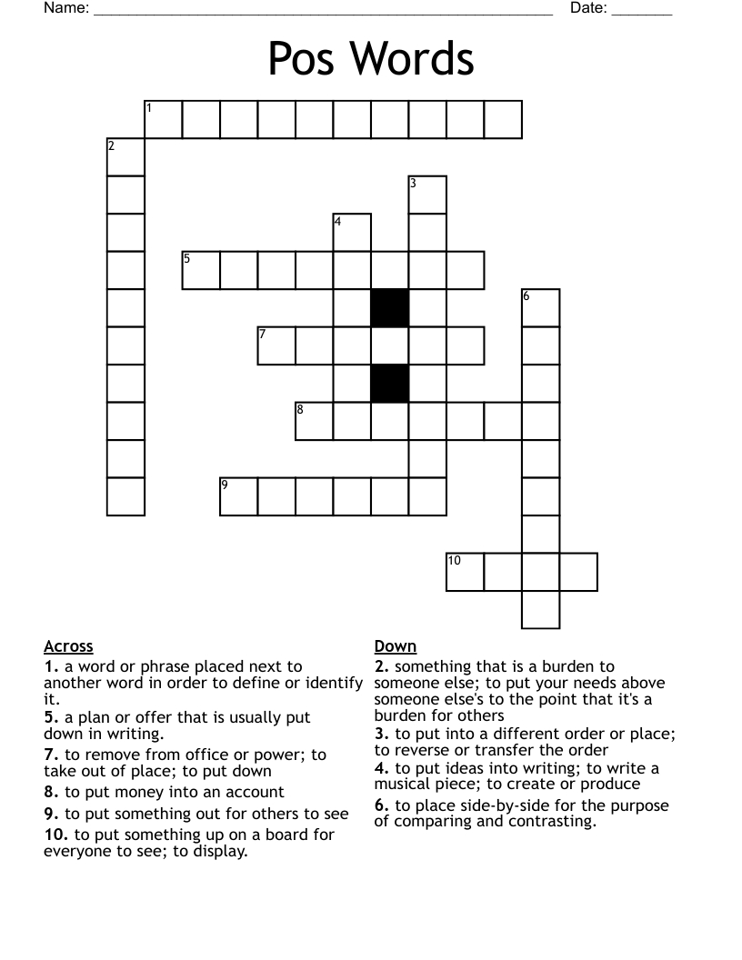 Pos Words Crossword