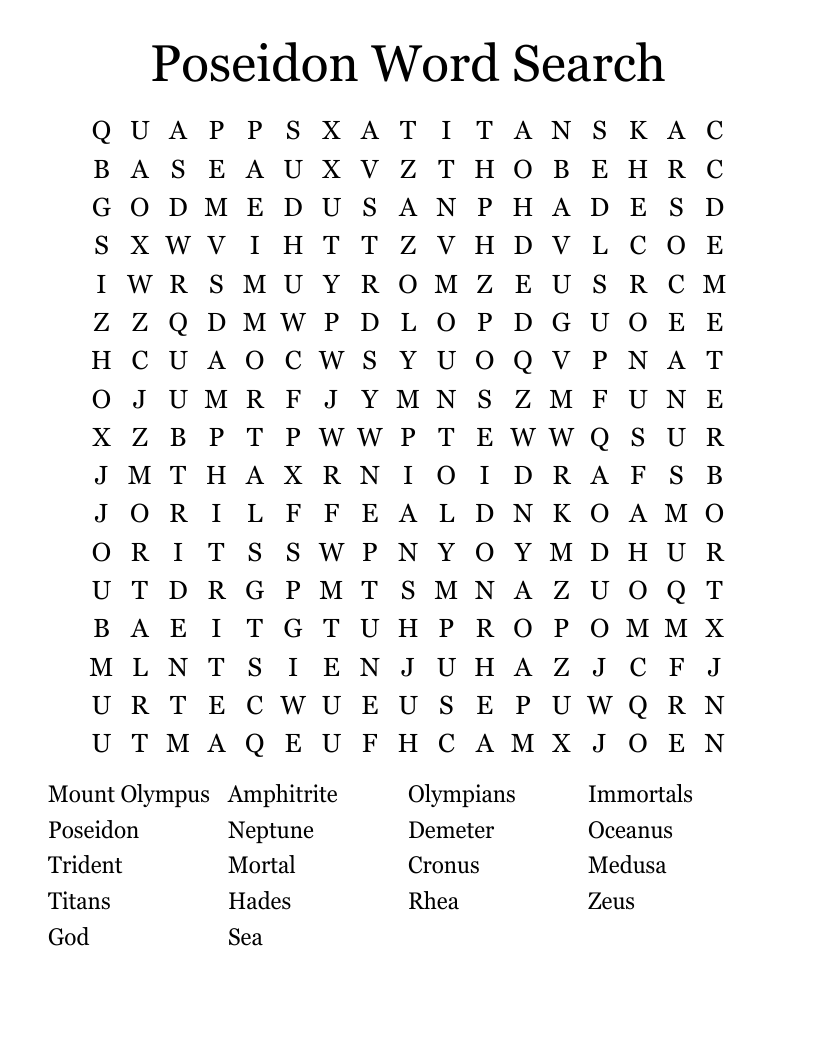 Poseidon Word Search