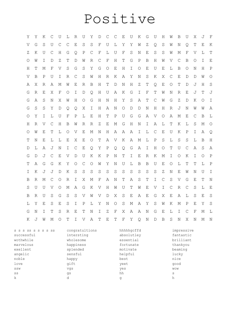 Positive Word Search