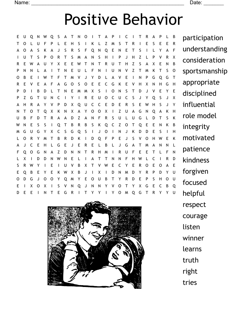 Positive Behavior Word Search