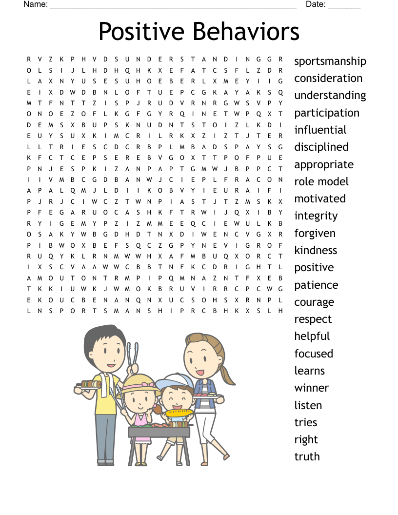 Positive Behaviors Word Search