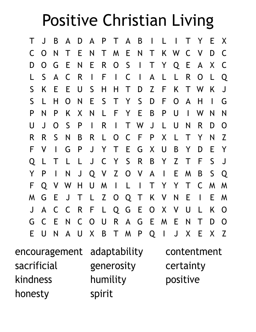 Positive Christian Living Word Search