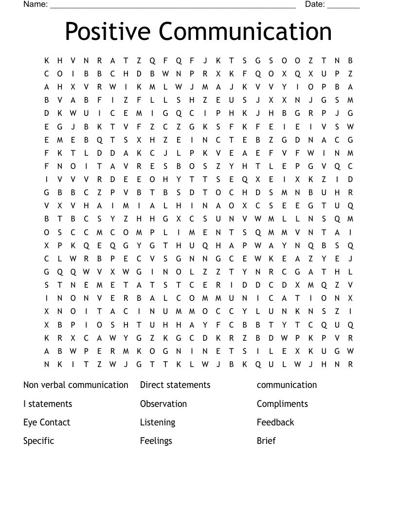 Positive Communication Word Search