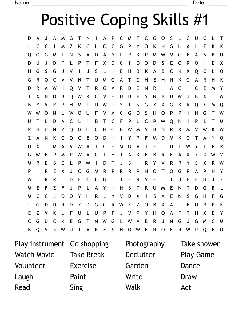 Positive Coping Skills #1 Word Search