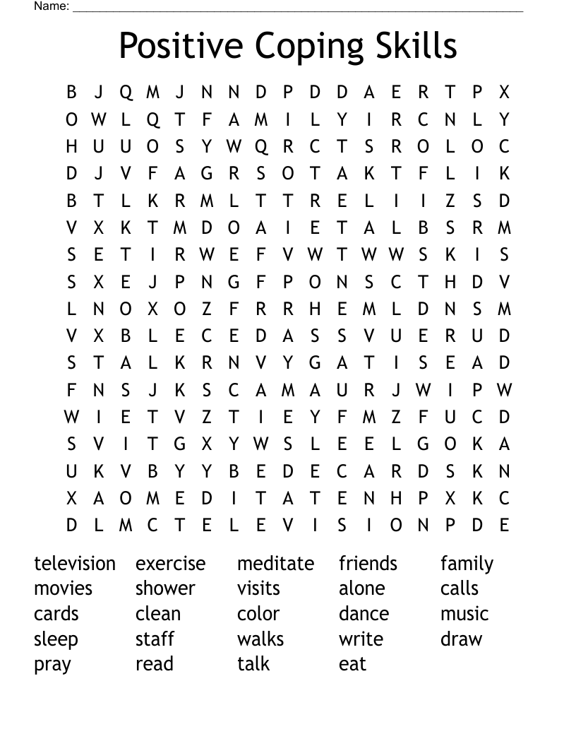 Positive Coping Skills Word Search