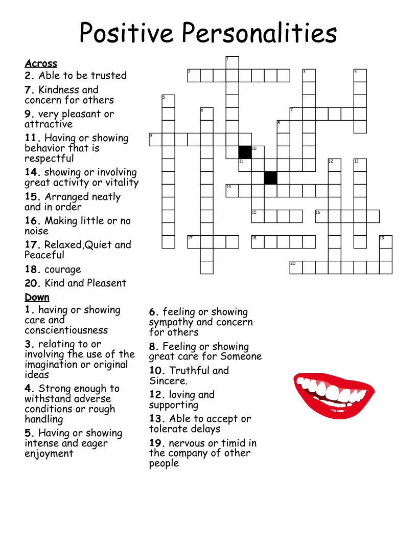 Positive Personalities Crossword