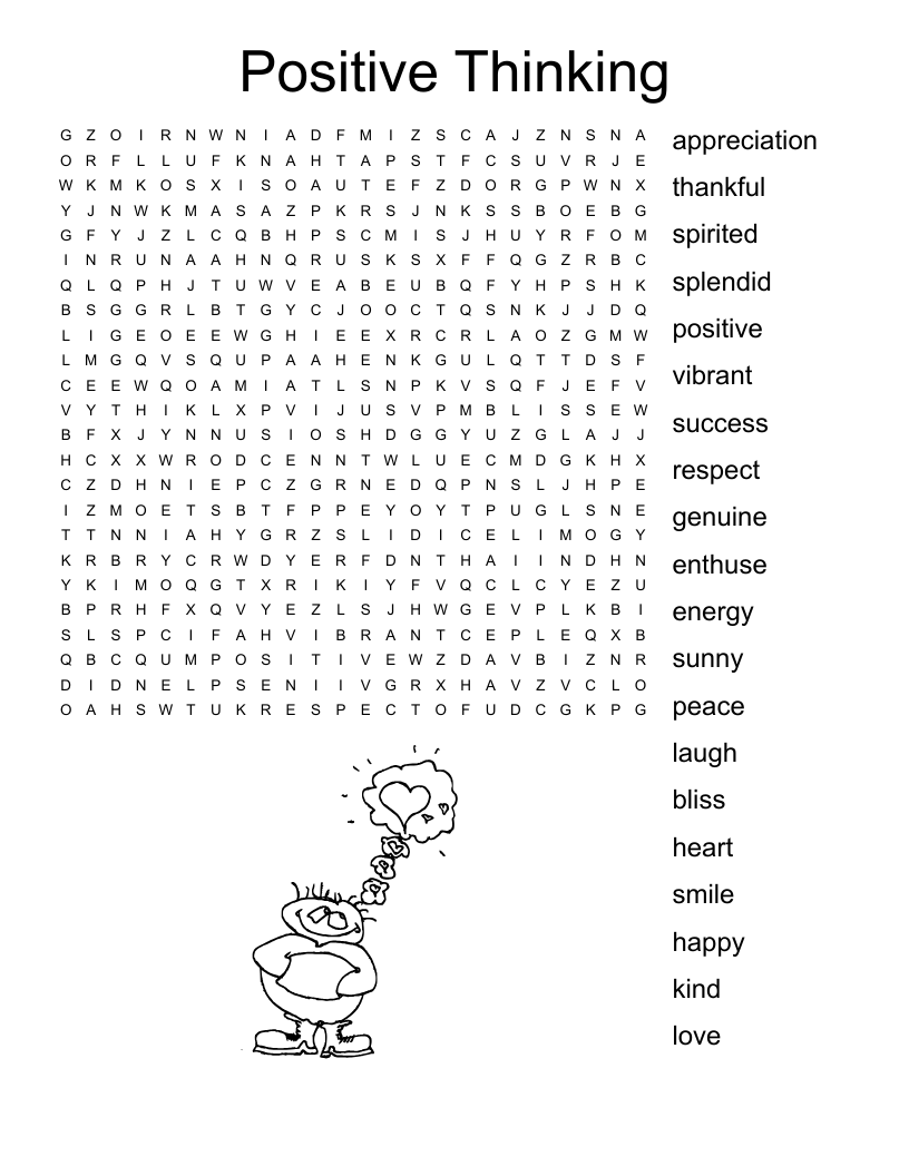 Positive Thinking Word Search