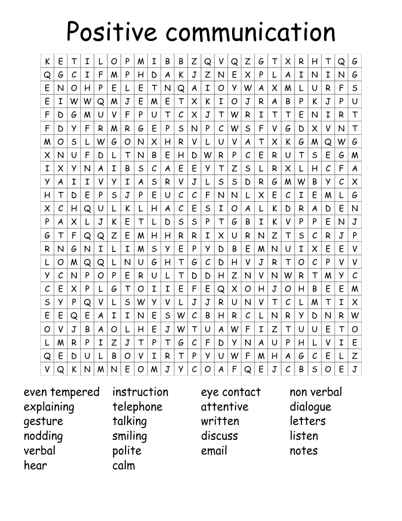 Positive communication Word Search