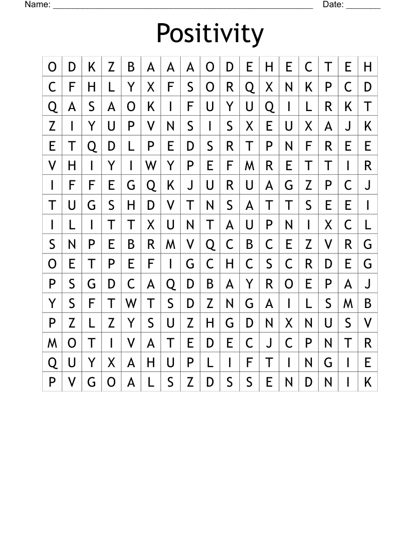 Positivity Word Search