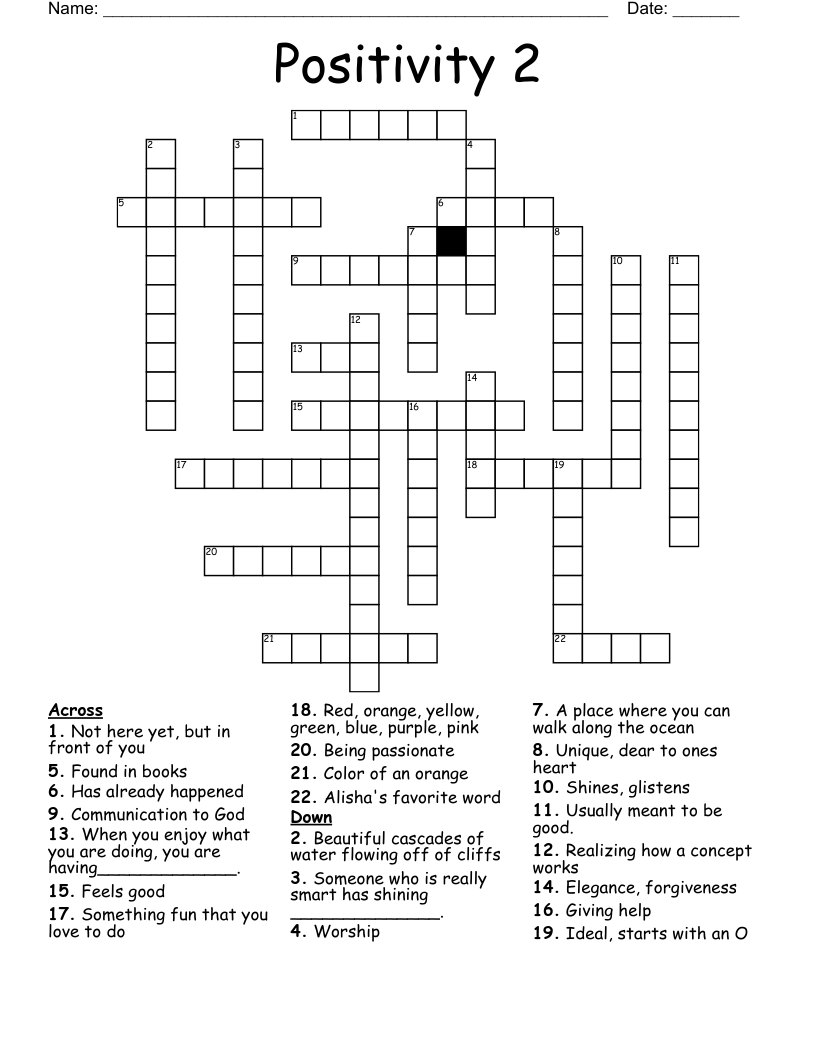 Positivity 2 Crossword
