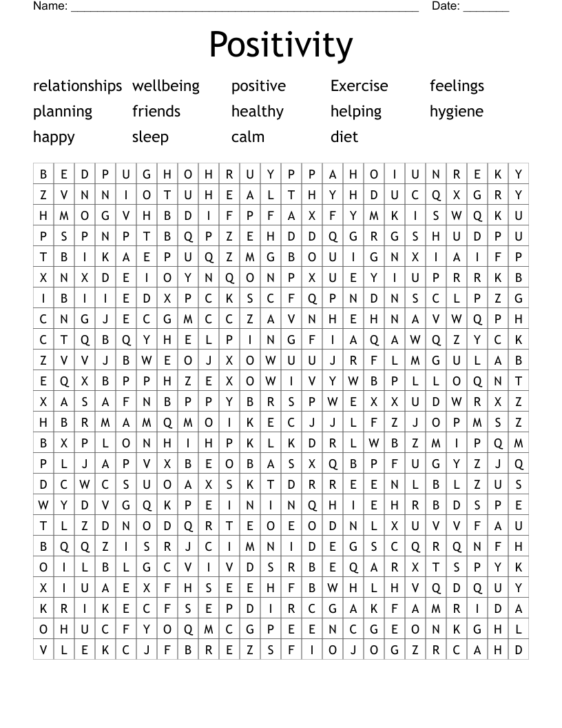 Positivity Word Search