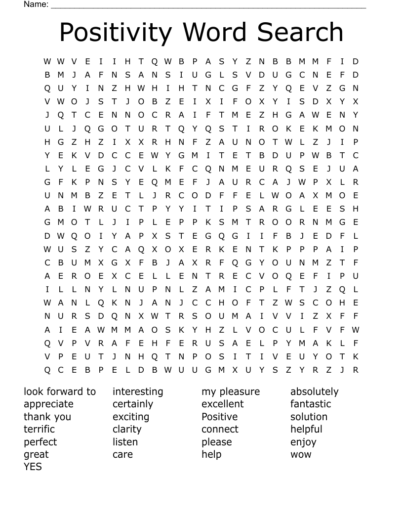 Positivity Word Search 