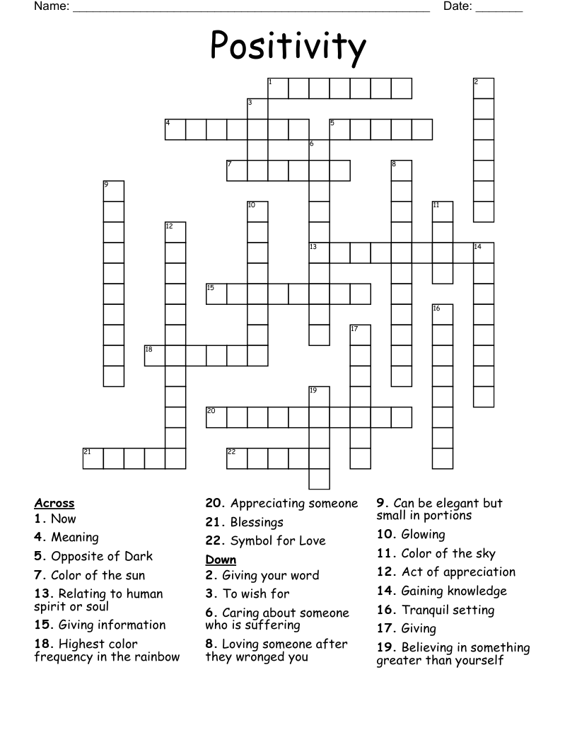Positivity  Crossword