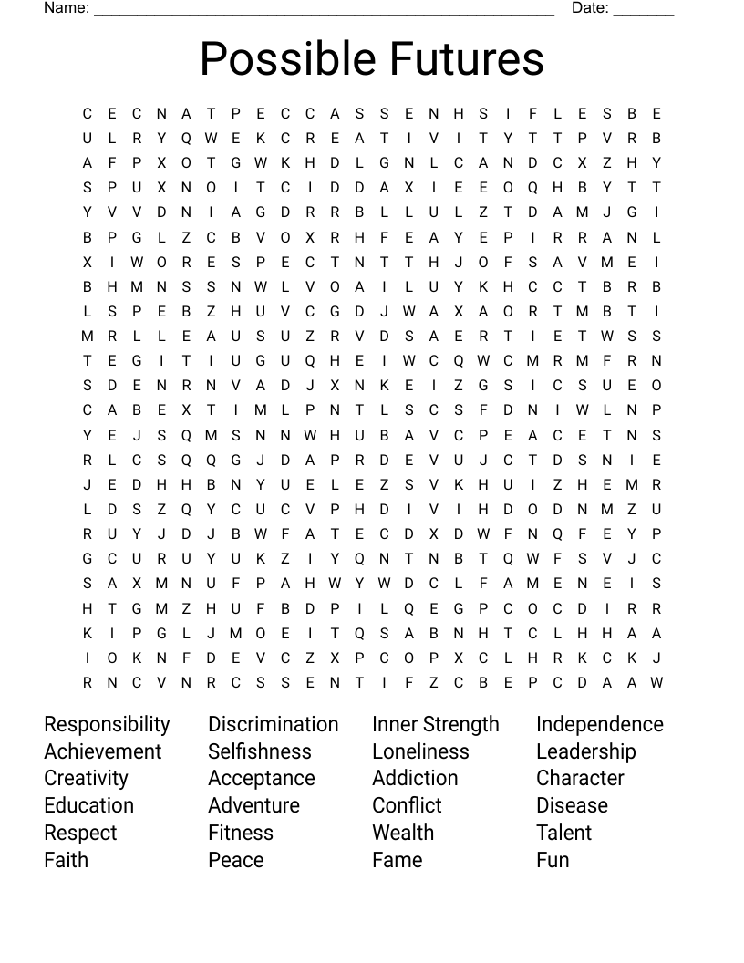Possible Futures Word Search