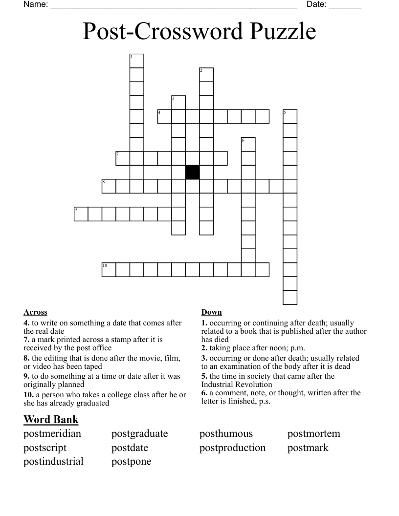 Post-Crossword Puzzle