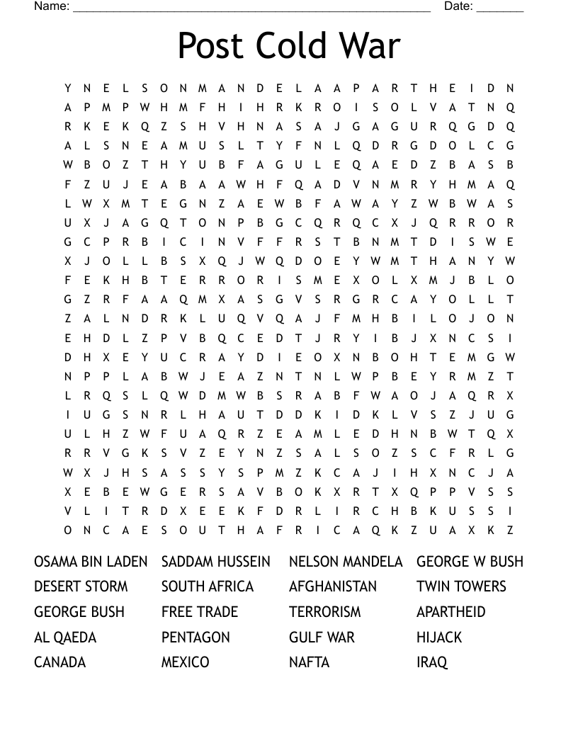 Post Cold War  Word Search
