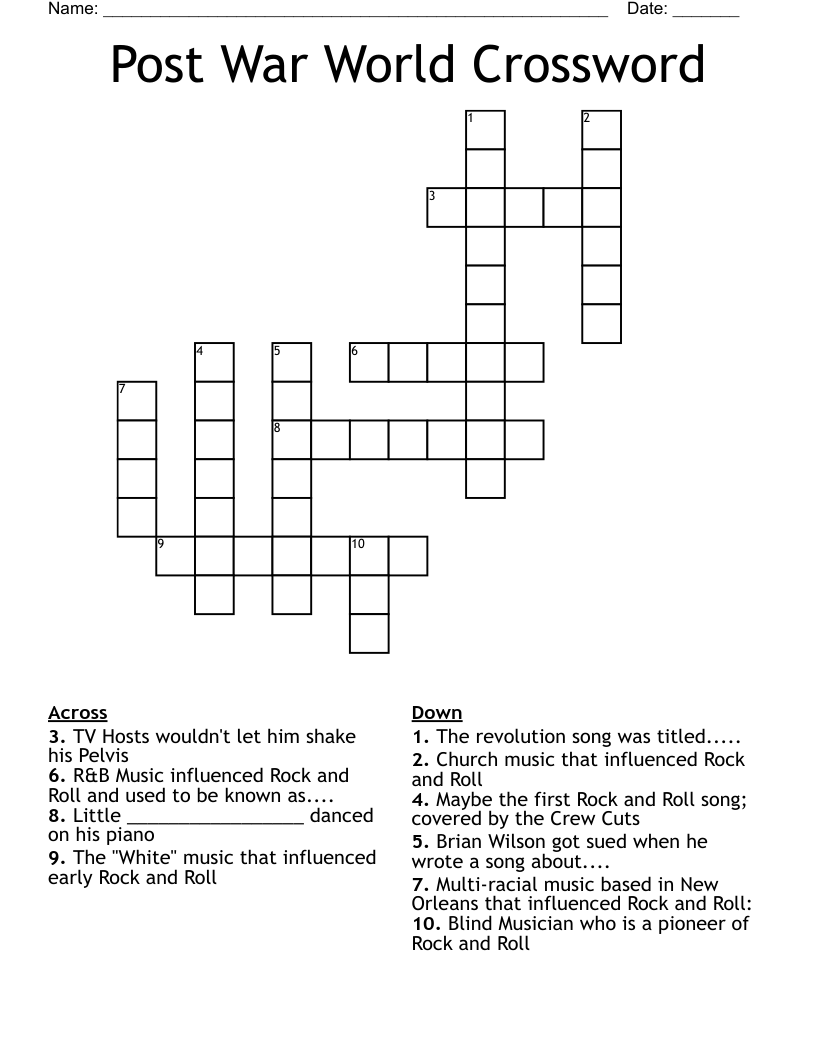 Post War World Crossword