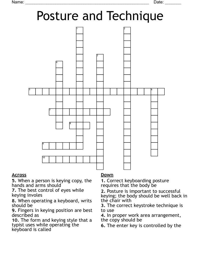 Posture and Technique Crossword