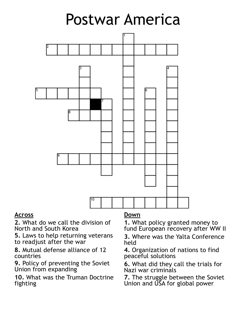 Postwar America Crossword