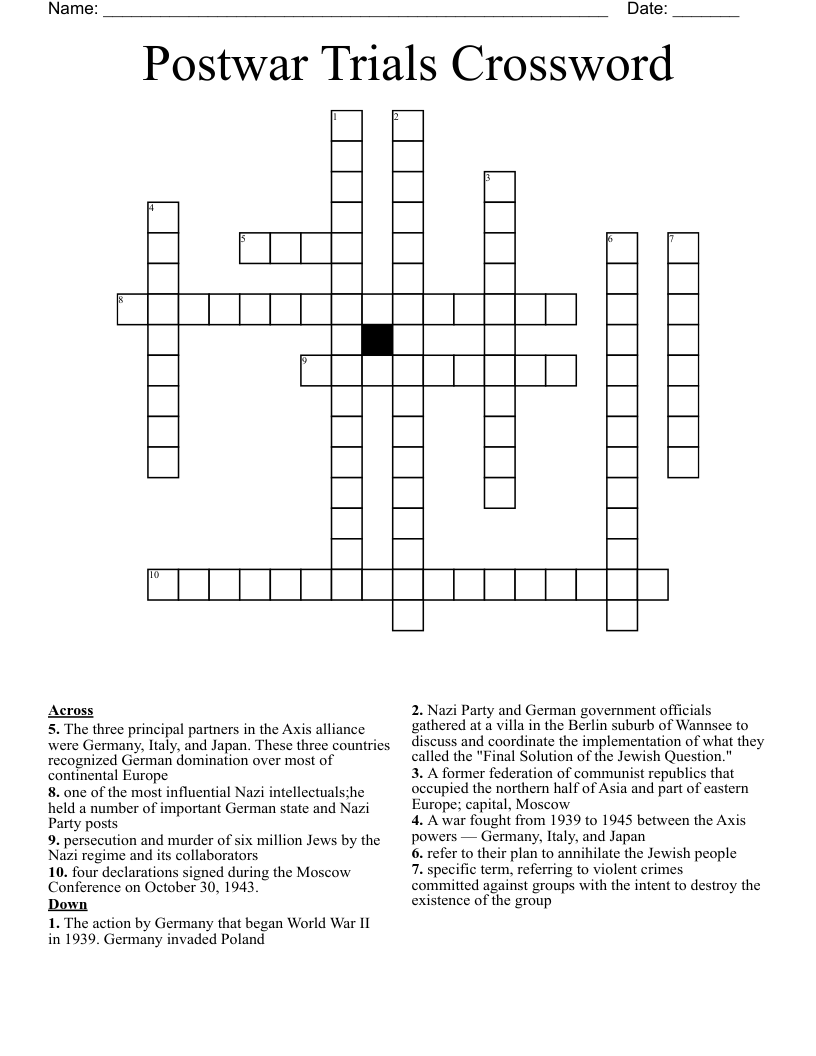 Postwar Trials Crossword