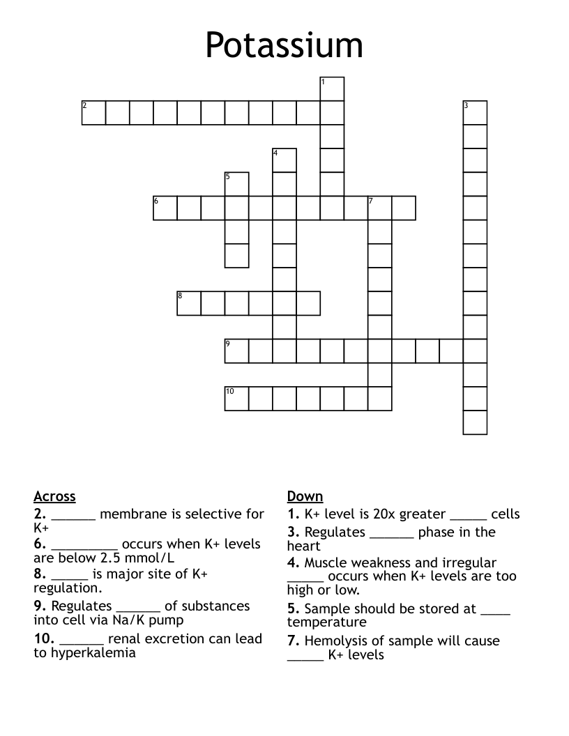 Potassium Crossword