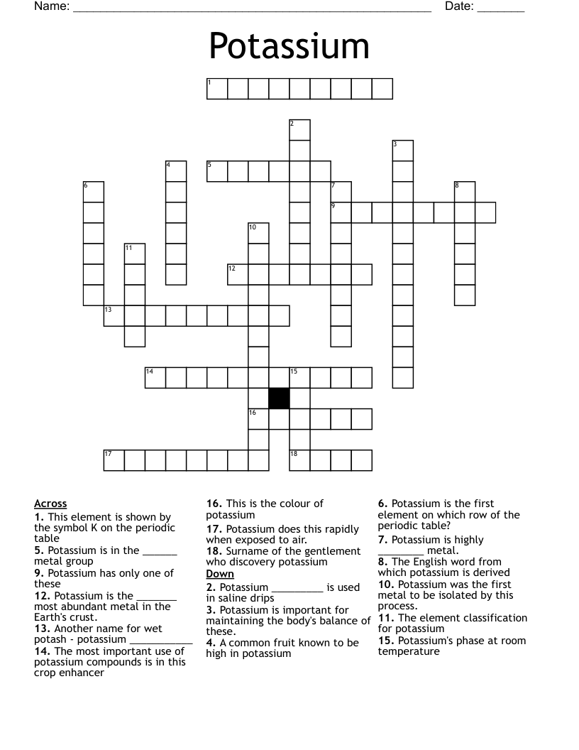 Potassium Crossword