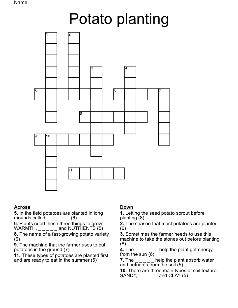 Potato planting Crossword