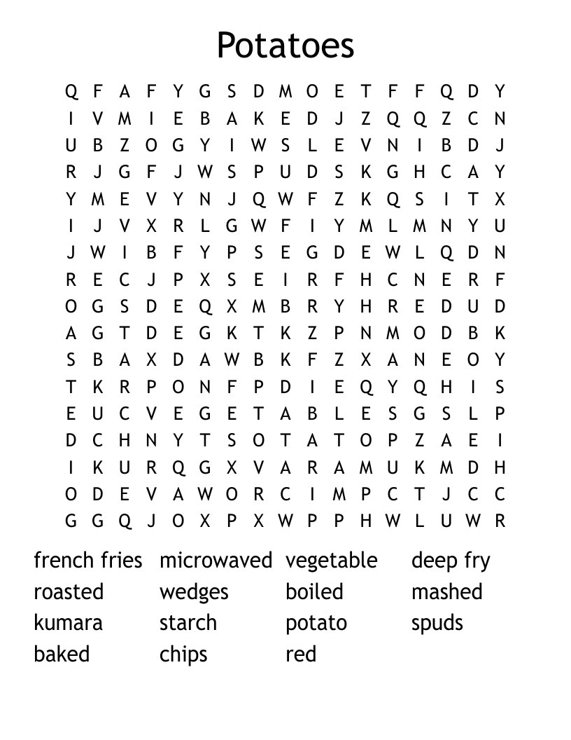 Potatoes Word Search