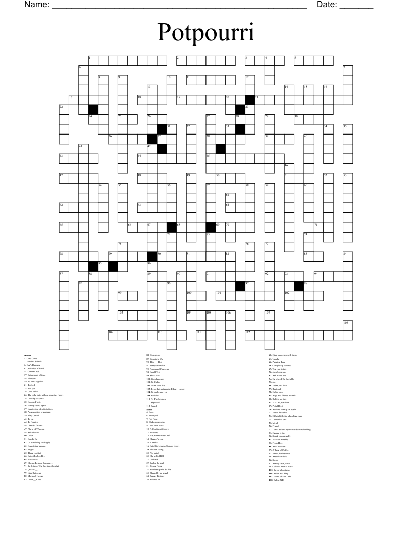 Potpourri Crossword