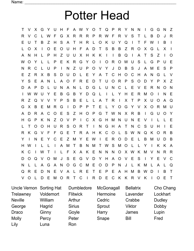 Potter Head Word Search