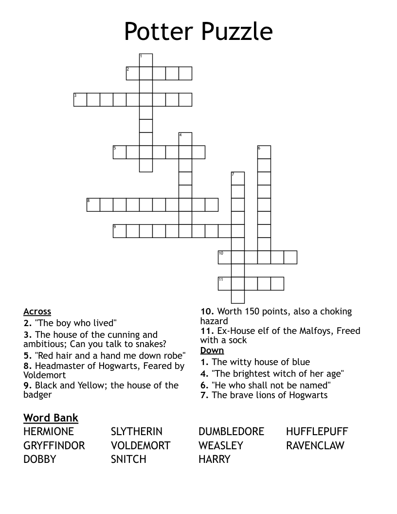 Potter Puzzle Crossword