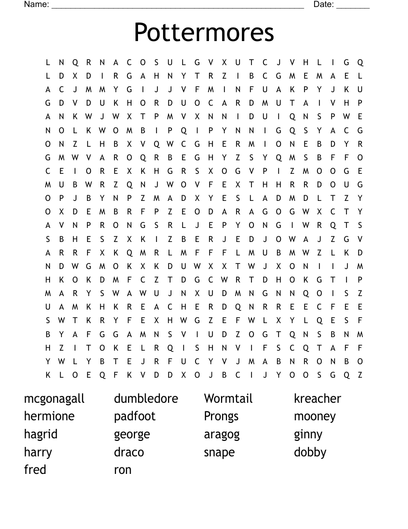 Pottermores Word Search