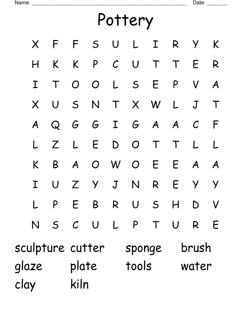 Pottery Word Search