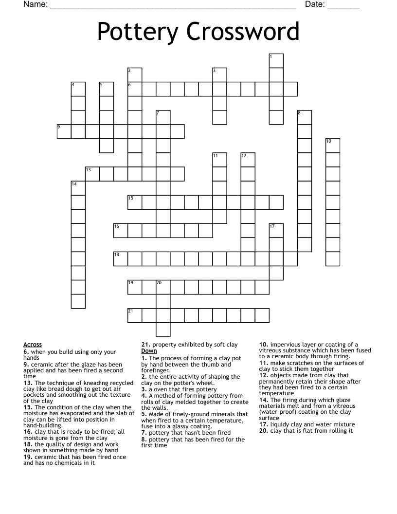 Pottery Crossword