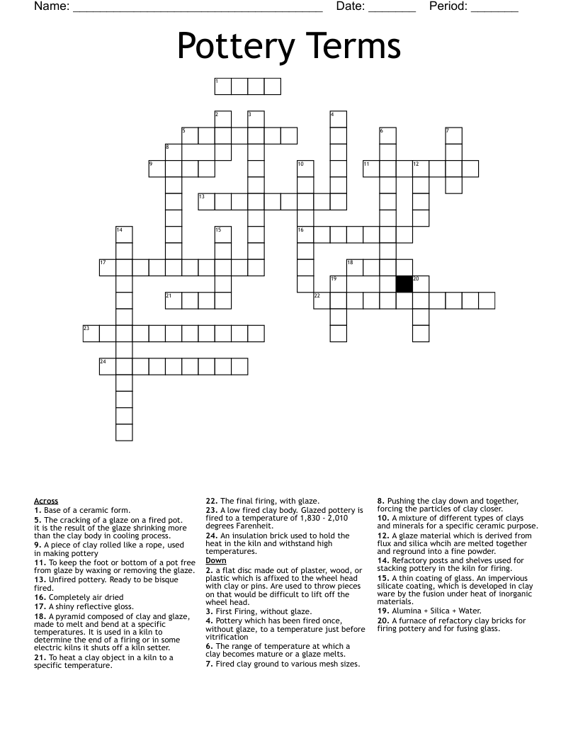 Pottery Terms Crossword