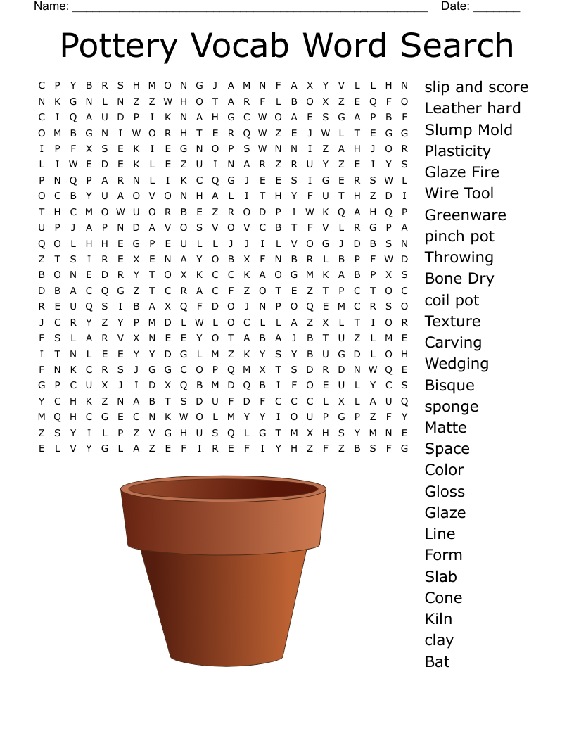 Pottery Vocab Word Search
