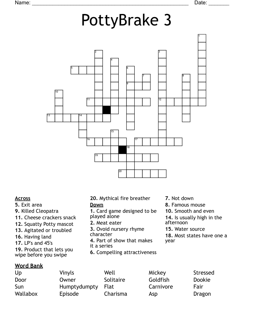 PottyBrake 3 Crossword