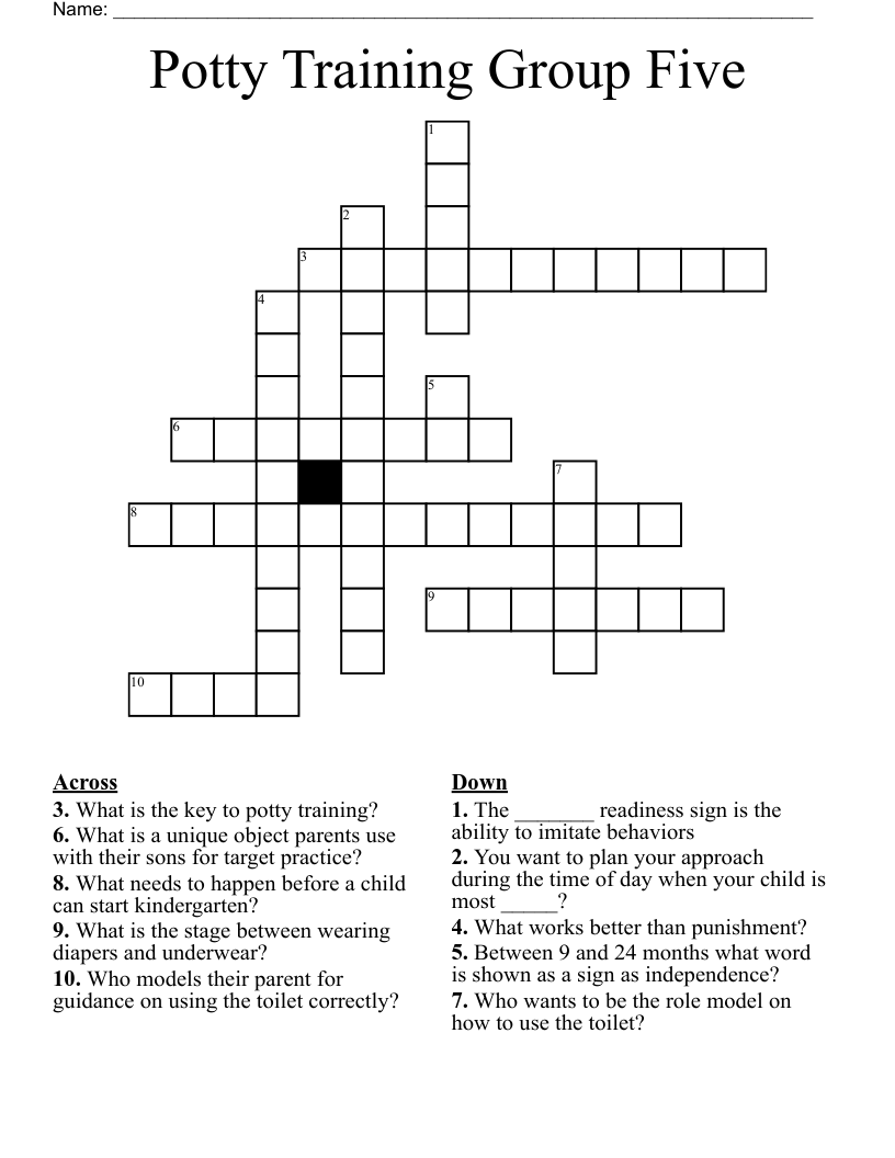 Potty Training Group Five Crossword