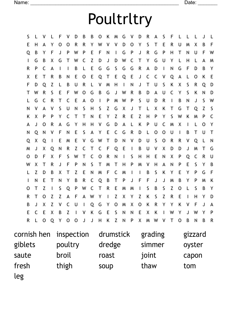 Poultrltry Word Search